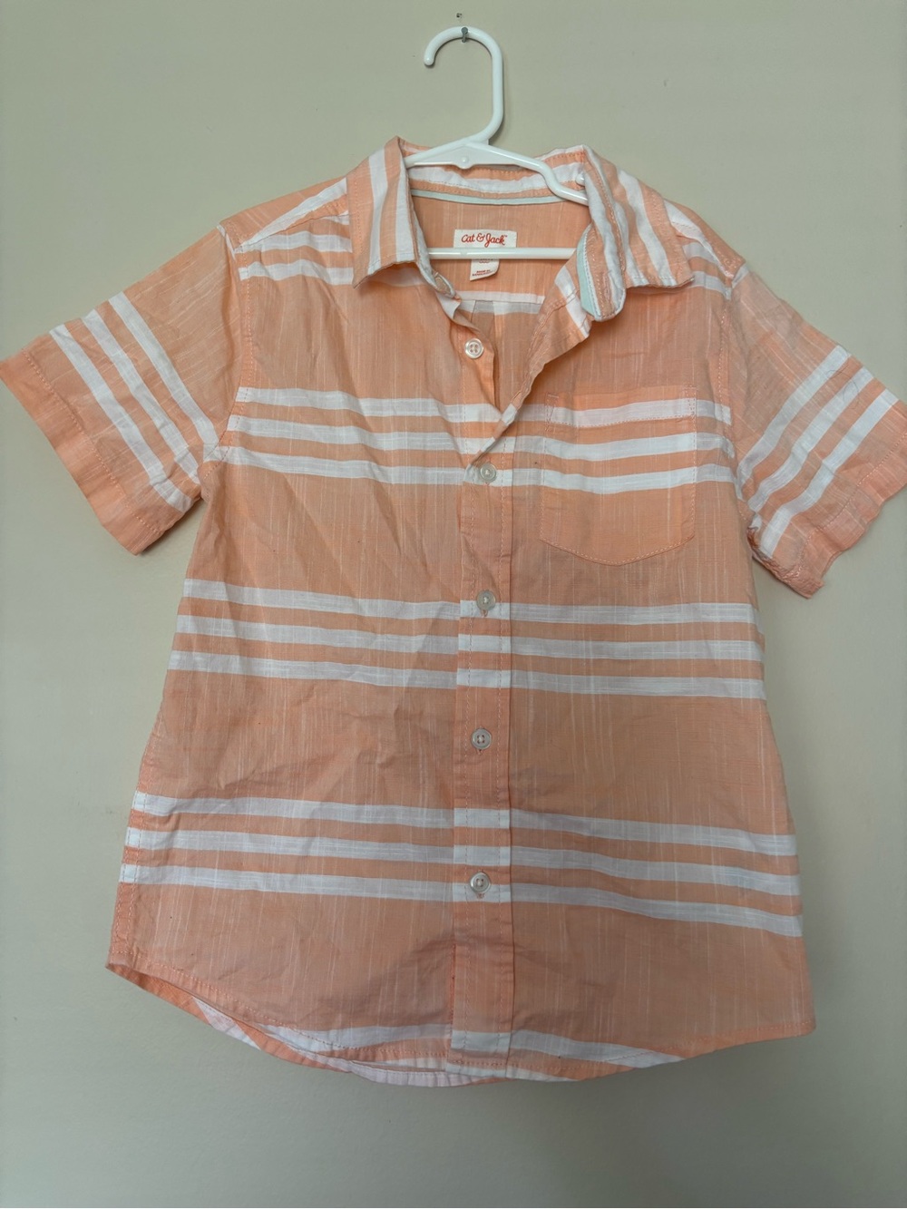 Cat & Jack Peach and White Striped Button Shirt